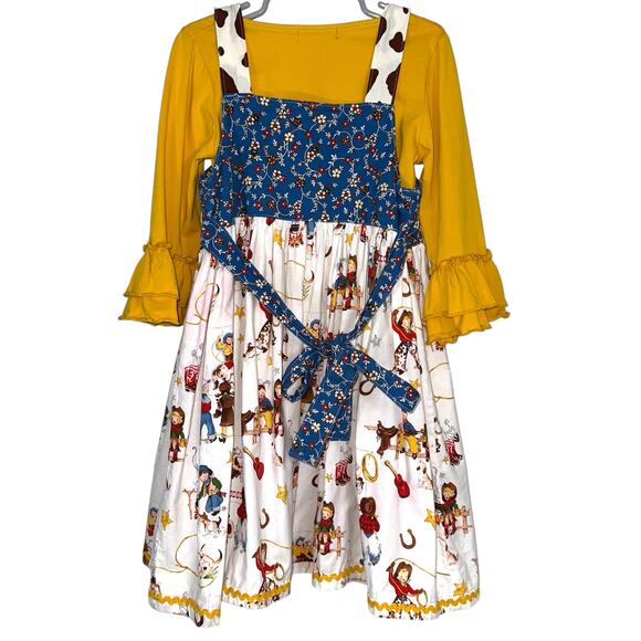 Boutique Girls Western Tickled Pink Rodeo Cowgirl Bell Sleeve Shirt & Dress 6 - Picture 7 of 16